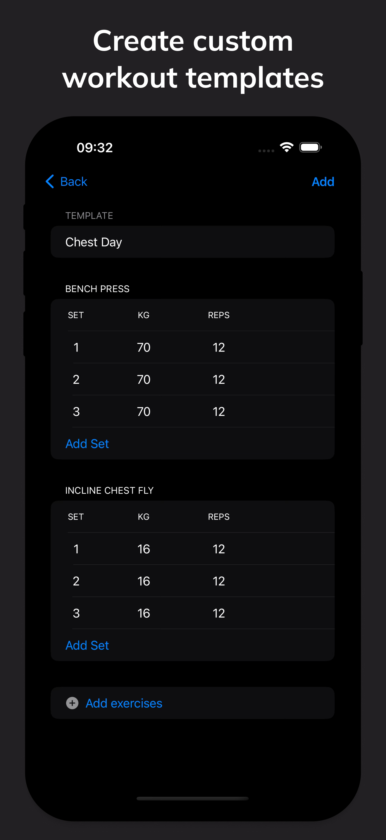 Create custom workout templates